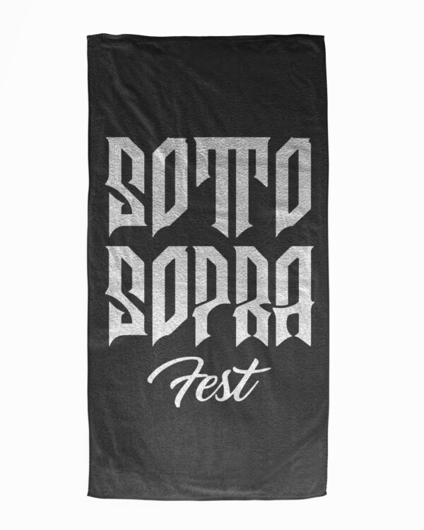 Black black soft beach towel mockup. Dark unfolded wiper